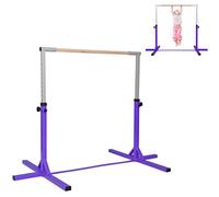 COSTWAY Gymnastics Training Bar, 90-150cm Height Adjustable Horizontal Kip Bars with Non-slip Rubber Pads, Home Gym Sports Equipment for Kids Juniors, 100kg Weight Capacity (Purple)