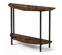Costway Half-moon Console Table, 2-Tier Industrial Sofa Couch Table in Brown COSTWAY Brown