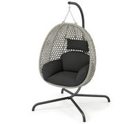 Costway Hanging Egg Chair Pe Rattan Wicker Swing Chair With Cushion & Stand