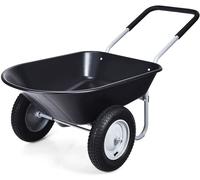 Costway Heavy Duty Plastic Two Wheeled Garden Yard Wheelbarrow Pneumatic Tyre 150KG in Black COSTWAY Black