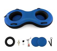COSTWAY Heavy-Duty Snow Tube, 1/2 Person Inflatable Sled Ski Tube with Handles, Canvas Cover, Tow Strap, Pump and Repair Kit, Outdoor Snow Sledge Fun Toys for Kids & Adults (Blue, 2-Person)