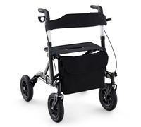 Costway Height Adjustable Rollator Walker Foldable Rolling Walker with Seat Lightweight in Black COSTWAY Black