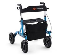 Costway Height Adjustable Rollator Walker Foldable Rolling Walker with Seat Lightweight in Blue COSTWAY Blue