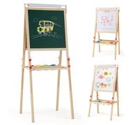 Costway Height Adjustable Wooden Art Easel Double-Sided Kids Easel-Natural