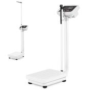 COSTWAY Height and Weight Scale with Height Rod | Digital Physician Scale with 180 kg Capacity, 75-203 cm Measurement, Clear LED Display, Dual Power Options & Tare Function