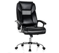 Costway High-Back Executive Chair Pvc Leather Upholstered Home Office Chair Padded Back