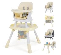 COSTWAY High Chairs for Babies and Toddlers, 16 in 1 Convertible Highchair/Table Chair Set/Building Block Table/Booster Seat with Removable Tray, Safety Harness (Beige)