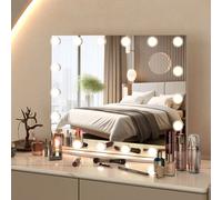 Costway Hollywood Vanity Makeup Mirror W/ Dimmable Led Lights Tabletop & Wall Mounted 65 X 52 Cm