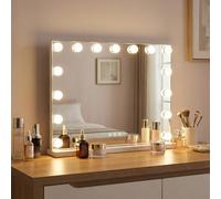 COSTWAY Hollywood Vanity Mirror with Lights, Tabletop Lighted Makeup Mirror with 3 Color Modes & Touch Screen, Large Cosmetic Dressing Table Mirror for Bedroom (58 x 45cm, with 15 Dimmable LED Bulbs)