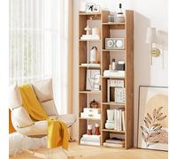 Costway Home Bookshelf 11-Tier Bookcase With Anti-Tipping Kits-Natural