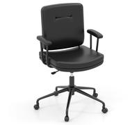 Costway Home Office Chair Small Desk Chair w/Adjustable Height & Wheels-Black in Black COSTWAY Black