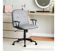 Costway Home Office Desk Chair PU Leather Swivel Makeup Chair Leisure Chair in Grey COSTWAY Grey