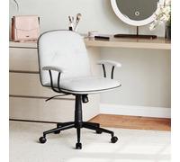 Costway Home Office Desk Chair Pu Leather Swivel Makeup Vanity Chair-White