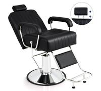Costway Hydraulic Barber Chair Salon Chair Height Adjustable 360 Swivel Reclining Back In Black Black One Size