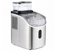 Costway Ice Cube Maker Countertop 2 Ways to Add Water with External Tank in Silver COSTWAY Silver