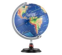 COSTWAY Illuminated World Globe, 30cm Light up Rotating Globe Night Lamp with Wooden Stand, Geography Educational Desktop Decoration for Home Office School