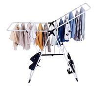 Costway Indoor Outdoor Foldable Clothes Drying Rack Adjustable Clothes Hanger with Shoe Holder in Silver COSTWAY Silver