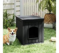 Costway Indoor Outdoor Pet House Hidden Cat Litter Box Enclosure W/ Flip Front Door-Black