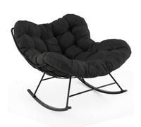 Costway Indoor Outdoor Rocking Chair Oversized Egg Papasan Chair-Black