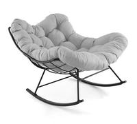 Costway Indoor Outdoor Rocking Chair Oversized Egg Papasan Chair-Light Grey