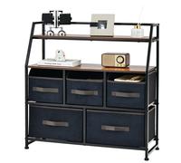 Costway Industrial 5 Drawers Dresser Organizer Fabric Storage Organizer Chest of Drawers in Brown COSTWAY Brown