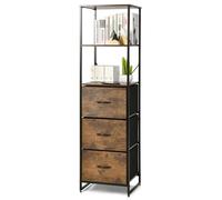 Costway Industrial Bookshelf 3-Drawer Dresser Narrow Storage Rack W/ Steel Frame