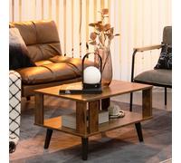 Costway Industrial Coffee Table 2-Tier Wooden Center Table Small Side Table Living Room