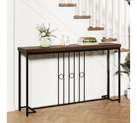 Costway Industrial Console Table 140CM Narrow Entryway Table Behind Sofa Table in Brown COSTWAY Brown