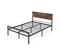 Costway Industrial Double Size Bed Frame Metal Platform Bed with 9 Support Legs in Brown COSTWAY Brown Double