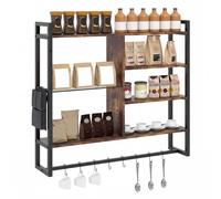 Costway Industrial Floating Shelves 6-Tier Wall Mounted Shelf w/ 8 S-Hooks in Black COSTWAY Black