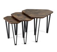 Costway Industrial Nesting Coffee Table Set Irregular Hexagonal Side Table in Brown COSTWAY Brown