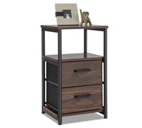 Costway Industrial Nightstand Bedside End Table with 2 Fabric Drawers Storage Shelf COSTWAY Multicolor