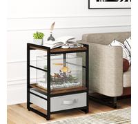 Costway Industrial Side Table With Storage Shelf Bedside Table With Fabric Drawer
