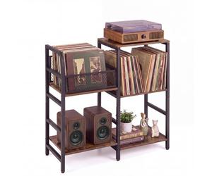 Costway Industrial Turntable Stand With Vinyl Record Storage Medial Console Rack