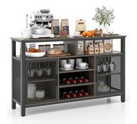 Costway Industrial Wine Bar Cabinet 140cm Buffet Sideboard with 8-Bottle Wine Racks in Grey COSTWAY Grey