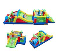 COSTWAY Inflatable Bounce House, Giant Kids Bouncy Castle with Dual Slides, Obstacles, Tunnels, Climbing Wall, Trampoline, for Boys Girls 3-12 Years Old