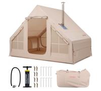 COSTWAY Inflatable Camping Tent, Waterproof 4-Season Blow-up Air Tent with Pump, Mesh Screen Windows and 2 Doors, Easy Setup 4-6 People Windproof Luxury Cabin Tents for Family (295 x 205 x 200 cm)