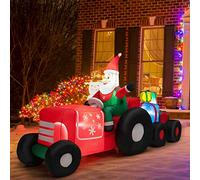 COSTWAY Inflatable Christmas Santa Claus, Self Inflating Xmas Decoration with LED Lights and Blower, Blow up Christmas Decor for Indoor Outdoor