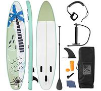 COSTWAY Inflatable Stand Up Paddle Board, 6" Thick SUP with Accessories, Adjustable Aluminium Paddle, Hand Pump, Removable Fin, Leash and Backpack Bag for All Skill Levels (320x76x15CM, Green)