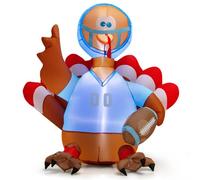 Costway Inflatable Turkey Rugby Player Blow-Up Thanksgiving Turkey W/ Helmet