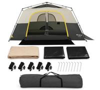 COSTWAY Instant Camping Tent, 10 Person Family Tent with Rainfly (Beige)