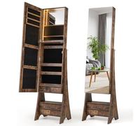 Costway Jewelry Cabinet 3-color LED Lighted Jewelry Organizer Armoire in White COSTWAY White