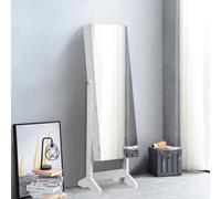 Costway Jewelry Cabinet Free Standing Jewelry Armoire W/ Full-Length Mirror-White