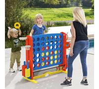 Costway Jumbo 4-in-a Row Game Set Adjustable 4-to-score Giant Game w/Ring Toss COSTWAY Multicolor