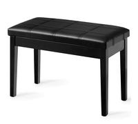 Costway Keyboard Seat Piano Bench Double Duet Seat W/Padded Cushion in Black COSTWAY Black