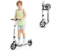 Costway Kick Scooter Folding Scooter with Large 8" PU Wheels-White in White COSTWAY White