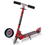 COSTWAY Kick Scooter Kids Stunt, Light Up LED 2 Wheeled Scooters for Ages 4 to 13 Children Girls Boys, Adjustable T-bar Foldable Push Board Maximum Load 70KG (Red)