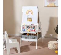 Costway Kid Easel Double-Sided Kids Easel With Magnetic Whiteboard-White