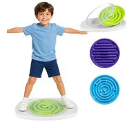 COSTWAY Kids Balance Board with 3 Maze Discs & 2 Balls, 2-in-1 Wobble Board | for Sensory Training, Focus, Coordination, Indoor Active Play Set for Boy Girl Ages 3+, 64 kg Capacity