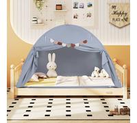 Costway Kids Bed Tent Foldable Canopy Tent on Twin Bunk Bed Tent Playhouse in Grey COSTWAY Grey